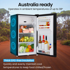 GECKO 95L Portable Upright Fridge and Freezer, 12V/24V for Camping, Caravans, Black