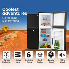GECKO 125L Portable Upright Fridge, 12V/24V for Motorhome, Caravan, Black
