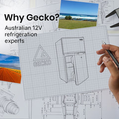GECKO 125L Portable Upright Fridge, 12V/24V for Motorhome, Caravan, Silver