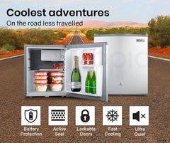 GECKO 57L Portable Camping Bar Fridge with Freezer 12V/24V, Silver