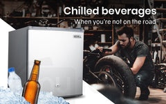 GECKO 57L Portable Camping Bar Fridge with Freezer 12V/24V, Silver