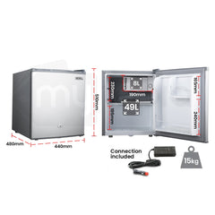 GECKO 57L Portable Camping Bar Fridge with Freezer 12V/24V, Silver