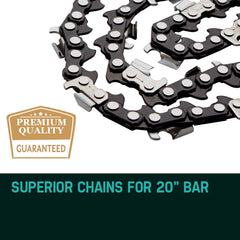 BAUMR-AG 2 x Chains for a 20" Bar Chainsaw, 76DL .325" Pitch .058" Gauge Low Kickback