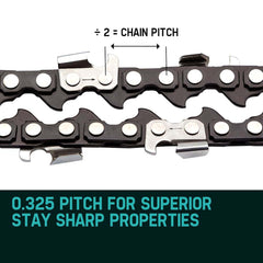 BAUMR-AG 2 x Chains for a 20" Bar Chainsaw, 76DL .325" Pitch .058" Gauge Low Kickback