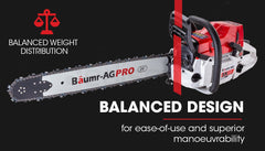 BAUMR-AG Petrol Commercial Chainsaw 24 Bar E-Start Chain Saw Top Handle Pruning