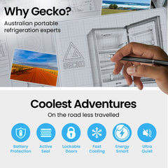 GECKO 139L Upright Portable Fridge / Freezer, 12V/24V for Motorhome and Caravan, Silver