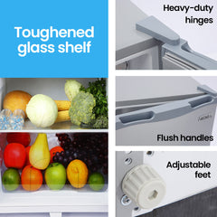 GECKO 142L Upright Portable Fridge / Freezer, 12V/24V for Motorhome and Caravan, Silver