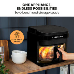 EUROCHEF 6.5L Air Fryer, Electric Digital Airfryer with Glass Container, Black