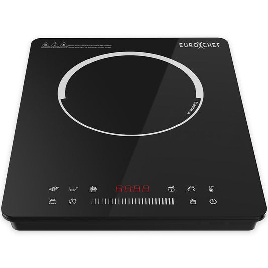 EUROCHEF Induction Benchtop Cooktop, 2000W, 9 Heat Levels, Fast Electric Portable Cooker, Touch Controls with Slider