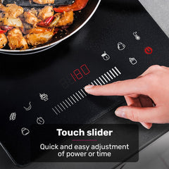 EUROCHEF Induction Cooktop, 2000W, 9 Heat Levels, Fast Electric Portable Cooker, Touch Controls with Slider