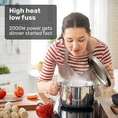 EUROCHEF Induction Benchtop Cooktop, 2000W, 9 Heat Levels, Fast Electric Portable Cooker, Touch Controls with Slider