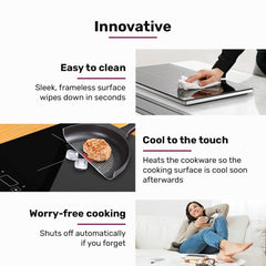 EUROCHEF Double Induction Benchtop Cooktop, 9 Heat Levels, Fast Electric Portable Cooker, Touch Controls, Standard 10A Power Plug