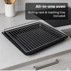 EuroChef 60cm Stainless Built-in 70L Grill 8 Function Fan Forced Electric Wall Oven