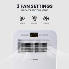 CARSON 2.9kW Reverse Cycle Portable Air Conditioner and Heater, with Dehumidifier, Cooling and Heating AC