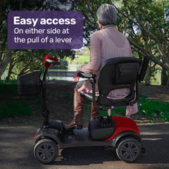 EQUIPMED Electric Mobility Scooter Portable Folding for Elderly Older Adult, SmartRider Black & Red