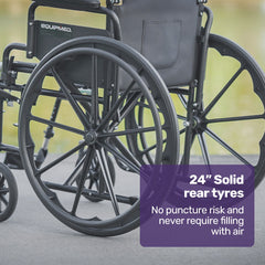 EQUIPMED 24 Inch Folding Wheelchair with Park Brakes, 136kg Capacity, 51cm Wide Seat, Black