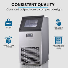 POLYCOOL Commercial Ice Maker Machine, up to 60kg/24hr, Timer & Self Cleaning Programs