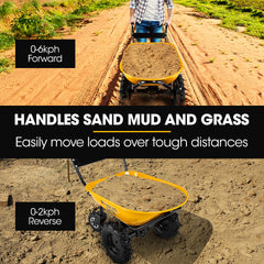 Baumr-AG 36V Battery Powered Wheelbarrow Motorised Electric, 100L Bucket Volume, 4 Wheel, 260kg Capacity
