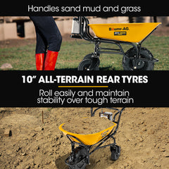 Baumr-AG 40V Battery Powered Wheelbarrow Motorised Electric, 100L Bucket Volume, 3 Wheel, 260KG, Lifting Bucket