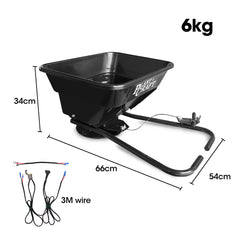 PLANTCRAFT Spreader 12V 36kg 30L Lawn Seed Fertiliser, for ATV, Ride on Mower, with Rain Cover