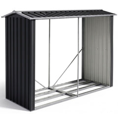PLANTCRAFT Galvanised Steel Firewood Storage Garden Shed, Anti Corrosion Frame, Easy Assembly, Gloss Black Powder Coat Finish, Pitched Roof