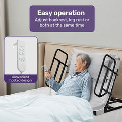Equipmed Electric Adjustable Bed, Backrest and Leg Adjustment German-Engineered Power Lifting with Remote Control, Grey