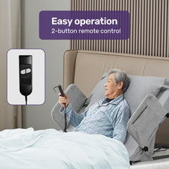 Equipmed Electric Adjustable Bed Backrest, German-Engineered Power Lifting Back Support with Remote Control, Grey