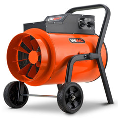 UNIMAC 15kW Portable Industrial Electric Space Fan Heater, 32A 3 Phase, Wheel Mounted, Adjustable Thermostat, High Power for Workshop and Warehouse Use