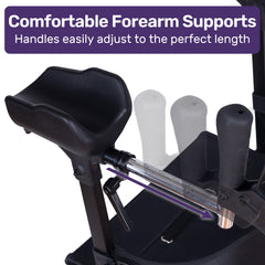 EQUIPMED Upright Rollator Walker with Forearm Support Rests, Mobilty Aid with Seat, Blue