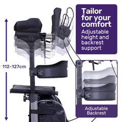 EQUIPMED Upright Rollator Walker with Forearm Rest Supports, Mobilty Aid with Seat, Grey