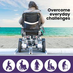 Equipmed 123cm Portable Folding Aluminium Access Ramp, 272kg Rated, Black Ultra-Grip, for Wheelchair, Mobility Scooter