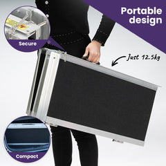 EQUIPMED 152cm Portable Folding Aluminium Access Ramp, 272kg Rated, for Wheelchair, Mobility Scooter, Rollator