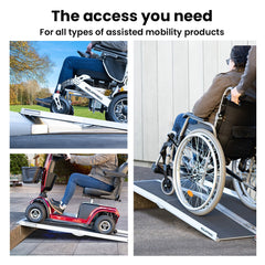 EQUIPMED 152cm Portable Folding Aluminium Access Ramp, 272kg Rated, for Wheelchair, Mobility Scooter, Rollator