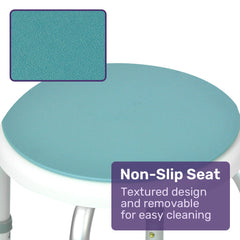 Equipmed Shower Chair Bath Stool, with 360-degree Swivel Rotating Seat for Elderly, White/Blue