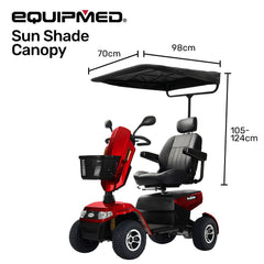 EQUIPMED Mobility Scooter & Power Wheelchair Shade Canopy Roof, 1-Inch Mount, 3 Height Settings, Black
