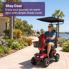 EQUIPMED Mobility Scooter & Power Wheelchair Shade Canopy Roof, 1-Inch Mount, 3 Height Settings, Black