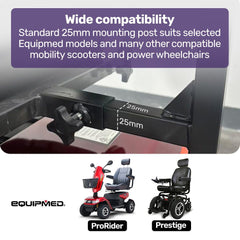 EQUIPMED Mobility Scooter & Power Wheelchair Shade Canopy Roof, 1-Inch Mount, 3 Height Settings, Black
