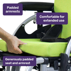 EQUIPMED Kids Premium Paediatric Wheelchair, Lightweight Aluminium, 22" Wheels, 75kg Rated, Green