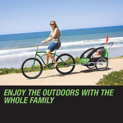 Tag-along Kids Bike Trailer Bicycle Pram Stroller Children Jogger Green