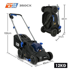 POWERBLADE 350CX 20V 13" Cordless Lawn Mower Kit, Fast Charger, 4Ah Battery, 5 Height, Brushless Electric, 330mm Cutting Path