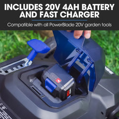 POWERBLADE 350CX 20V 13" Cordless Lawn Mower Kit, Fast Charger, 4Ah Battery, 5 Height, Brushless Electric, 330mm Cutting Path