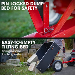 BAUMR-AG 270kg Capacity Metal Dump Cart, for Ride on Mower