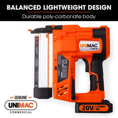 UNIMAC CLS500 15-50mm 18ga 2-in-1 Stapler/Brad Nail Gun, Cordless 20V Lithium Nailer