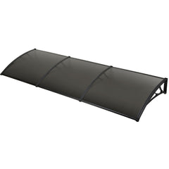 SHADE SHIELD 3x1m Aluminium Exterior Awning, Black DIY External UV Rain Protection Grey Tinted Polycarbonate Canopy Cover