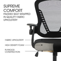FORTIA Ergonomic Office Desk Chair, Coolmesh Fabric, Adjustable Recline, Black Mesh/Black Frame