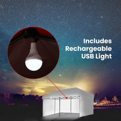 RED TRACK Accessory Pack for 6x3m White Gazebo, includes Walls, Wheeled Carry Bag, Rechargeable USB Lamp