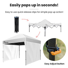 RED TRACK 3x3m Ultra Compact Folding Gazebo, Walls, Carry bag, Portable Outdoor Popup Marquee for Camping Beach, White