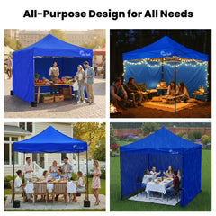RED TRACK 3x3m Premium Pop Up Gazebo Marquee, Patented Steel Cable Canopy Support System, Wheeled Carry Bag, Side Walls, UV Block, Reinforced Frame, Blue
