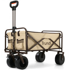 TRUNDL 106L Electric Folding Pull Cart, Powerful Easy Hill Climbing, All-terrain Wheels, Wagon for Beach Camping Shopping, Cream