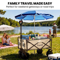 TRUNDL 106L Electric Folding Pull Cart, Powerful Easy Hill Climbing, All-terrain Wheels, Wagon for Beach Camping Shopping, Cream